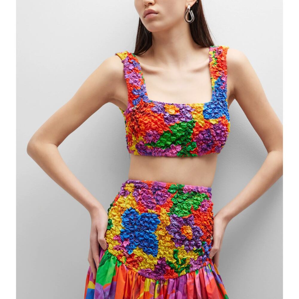 Mara Hoffmann Shelly Colorful Popcorn Crop Bralette Top Size 2X
